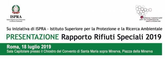 Intestazione Evento di Presentazione Rapporto Rifiuti Speciali 2019